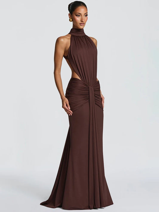 VESTIDO LARGO HALTER ESPALDA DESCUBIERTA