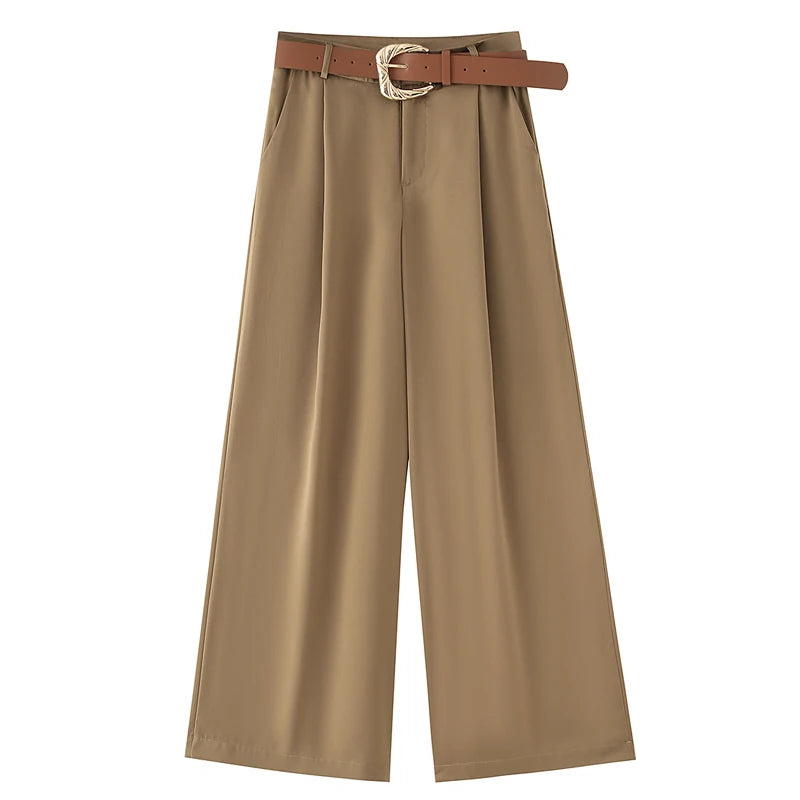 PANTALÓN SATINADO WIDE LEG CON CINTURÓN