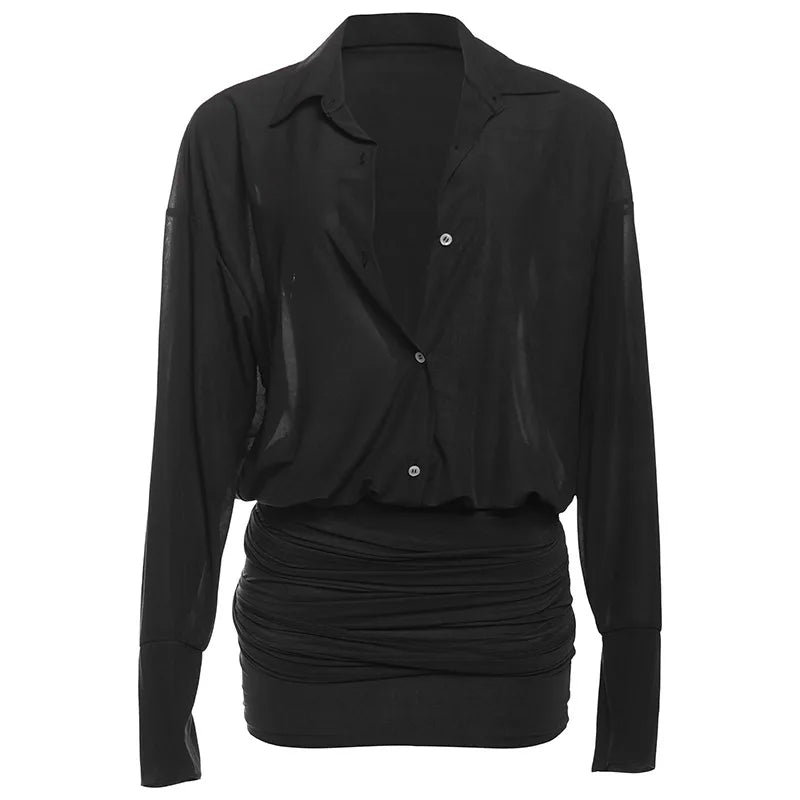 VESTIDO CAMISERO DRAPEADO LUXE
