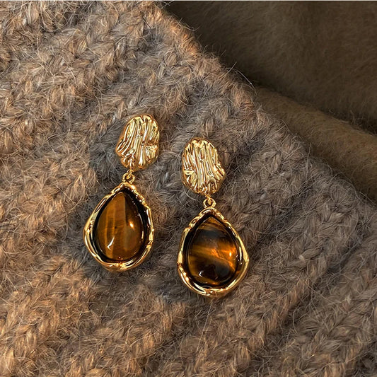 PENDIENTES VINTAGE ÁMBAR GOLD