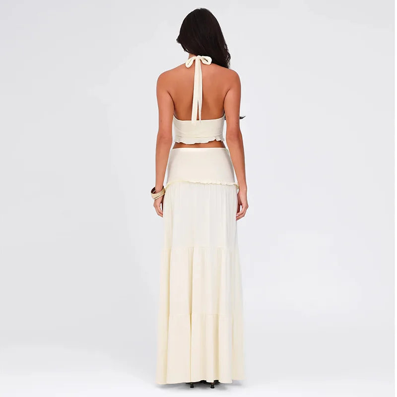 CONJUNTO VESTIDO HALTER DRAPEADO ELEGANCE