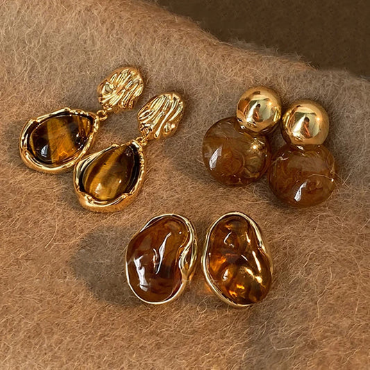 PENDIENTES VINTAGE ÁMBAR GOLD