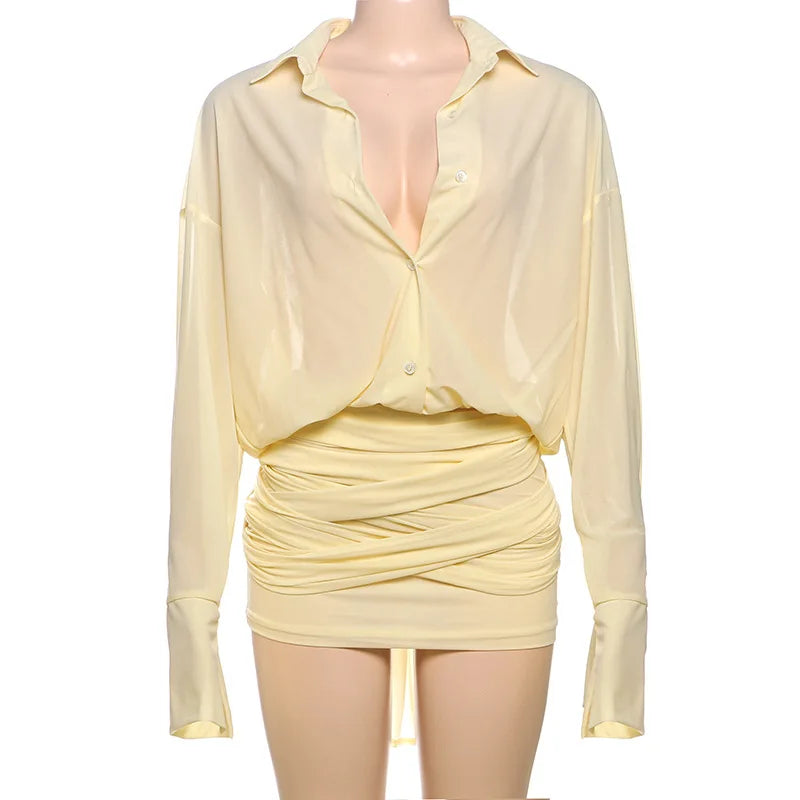 VESTIDO CAMISERO DRAPEADO LUXE