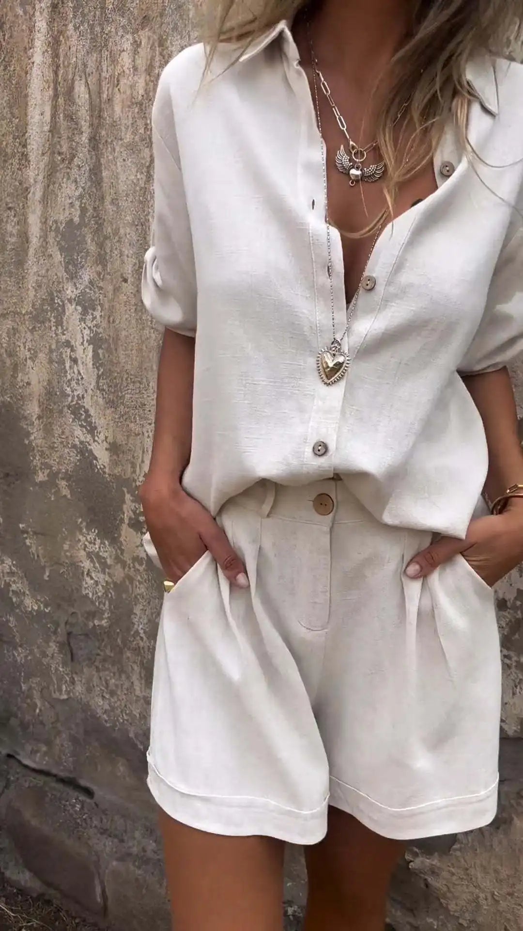 CONJUNTO CORTO LINO RELAX FIT