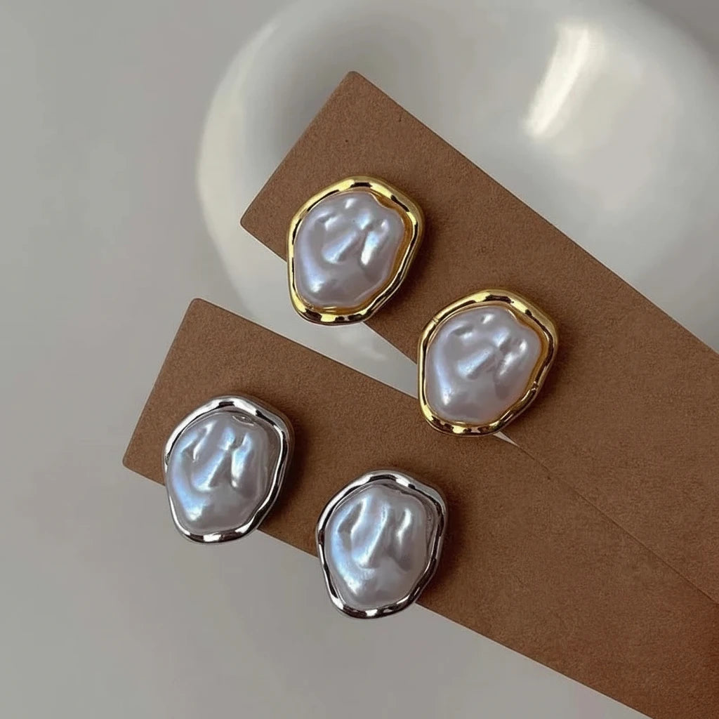 Pendientes Perla Irregular Vintage