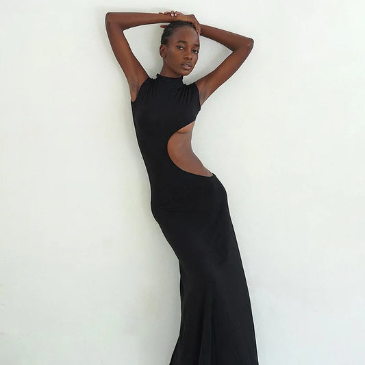 VESTIDO MAXI CUT OUT NOIR